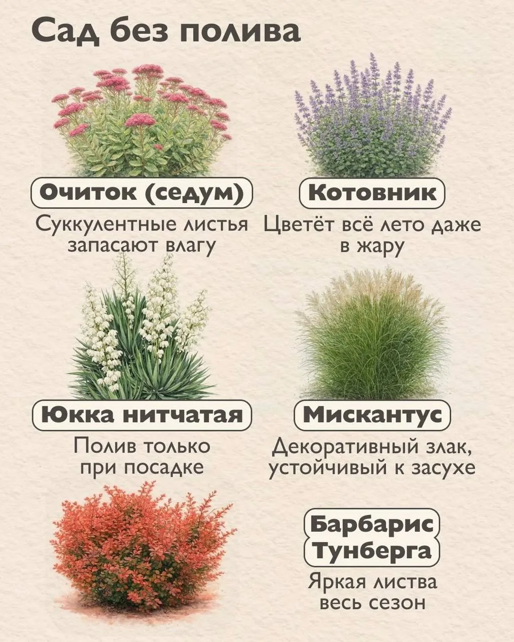 Эти цветы и кустарники не боятся жары 💚

Сохраните, пригодится!

Дачные Лайфхаки | Второй канал