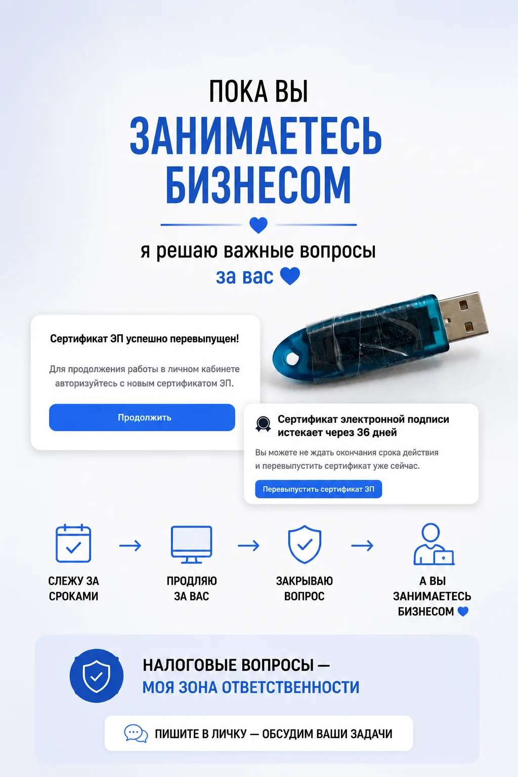 Пока мой клиент занимался бизнесом, я тихонько закрыла вопрос, который позже мог стать ...