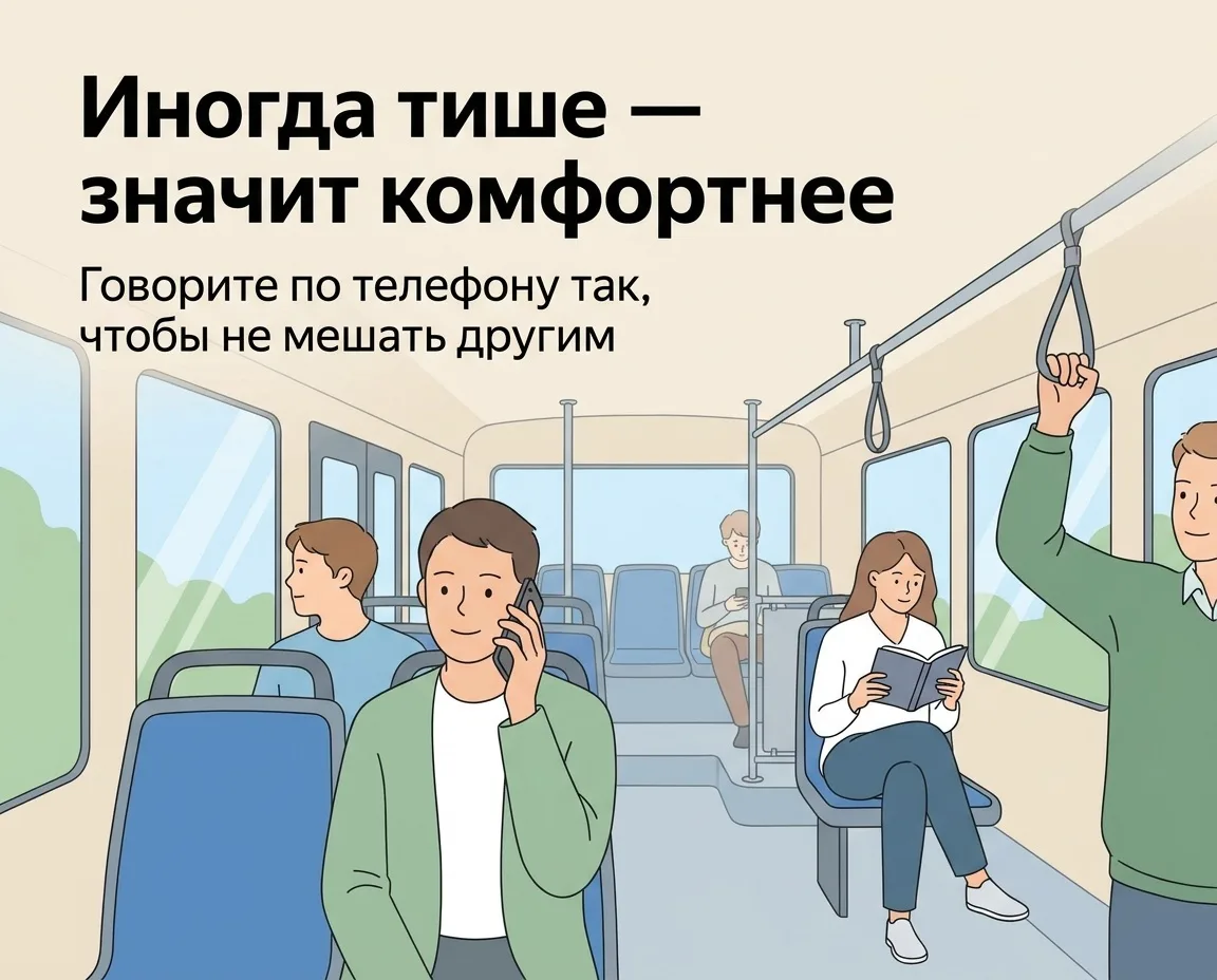 Иногда тише — значит комфортнее для всех

Разговор по телефону в автобусе может быть важным: рабочий
