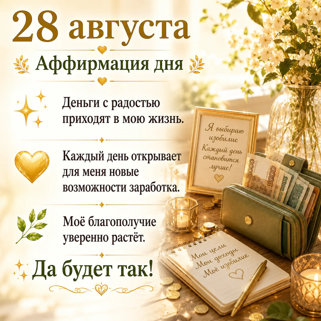 🪙 Возьмите в руку любую монету, произнесите аффирмацию 3 раза и носите эту монету сего...