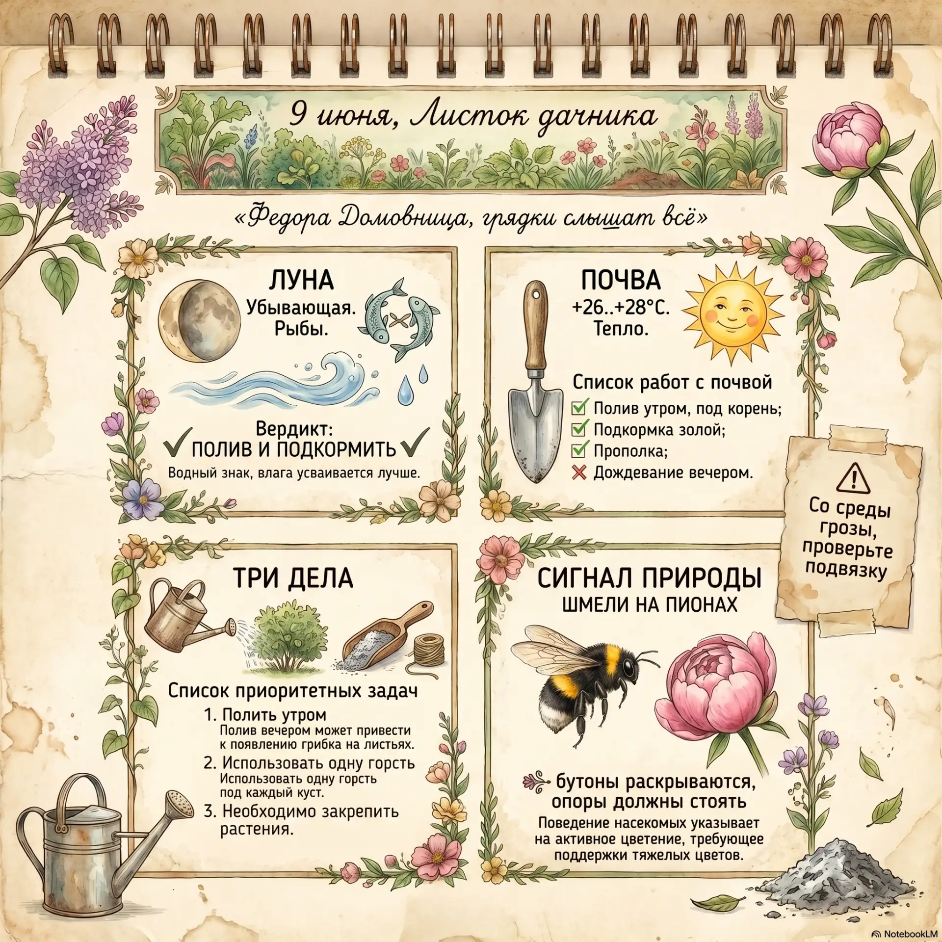 📅 ЛИСТОК ДАЧНИКА: 9 ИЮНЯ