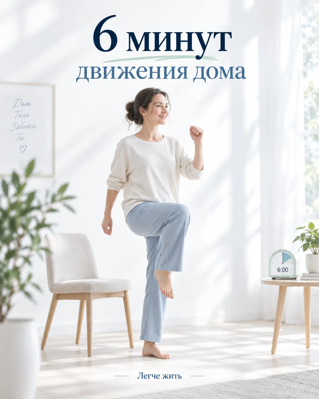 Шесть минут движения дома. Без коврика, формы и обещания начать новую жизнь