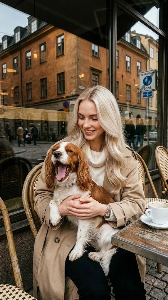 Тёплый момент 🖤  Сохрани внешность человека с фото и цвет волос. Снимок на уровне глаз женщины, воло