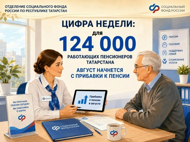 Цифра недели: для 124 тысяч работающих пенсионеров Татарстана август начнется с прибавки к пенсии
👴