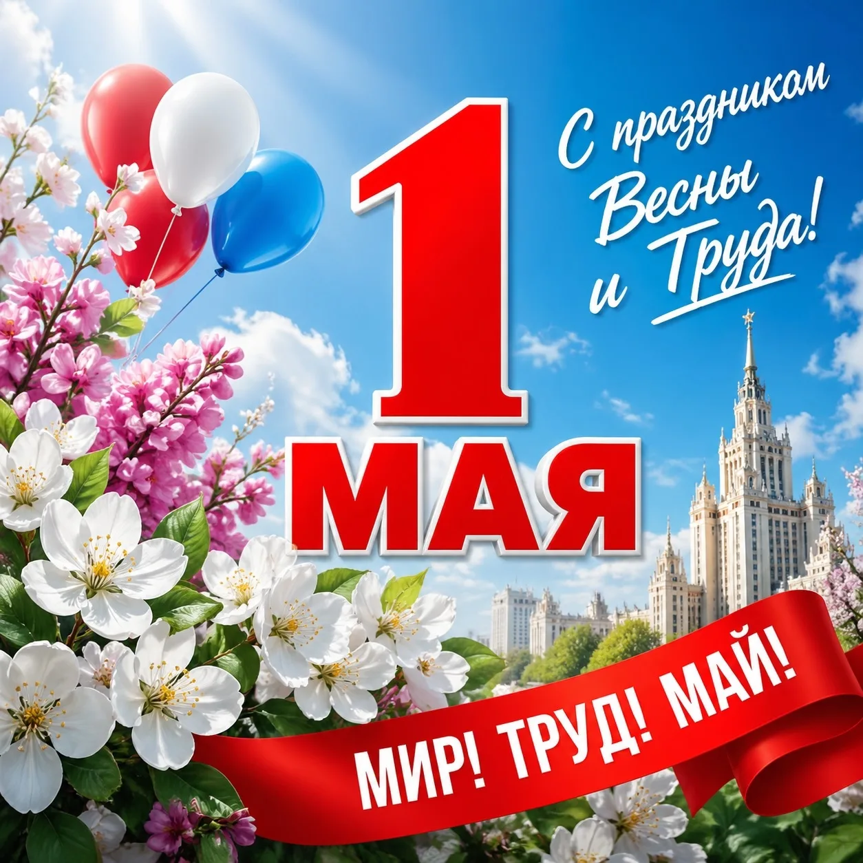 🎉 Поздравляем с праздником Весны и Труда – 1 Мая! 🎉
