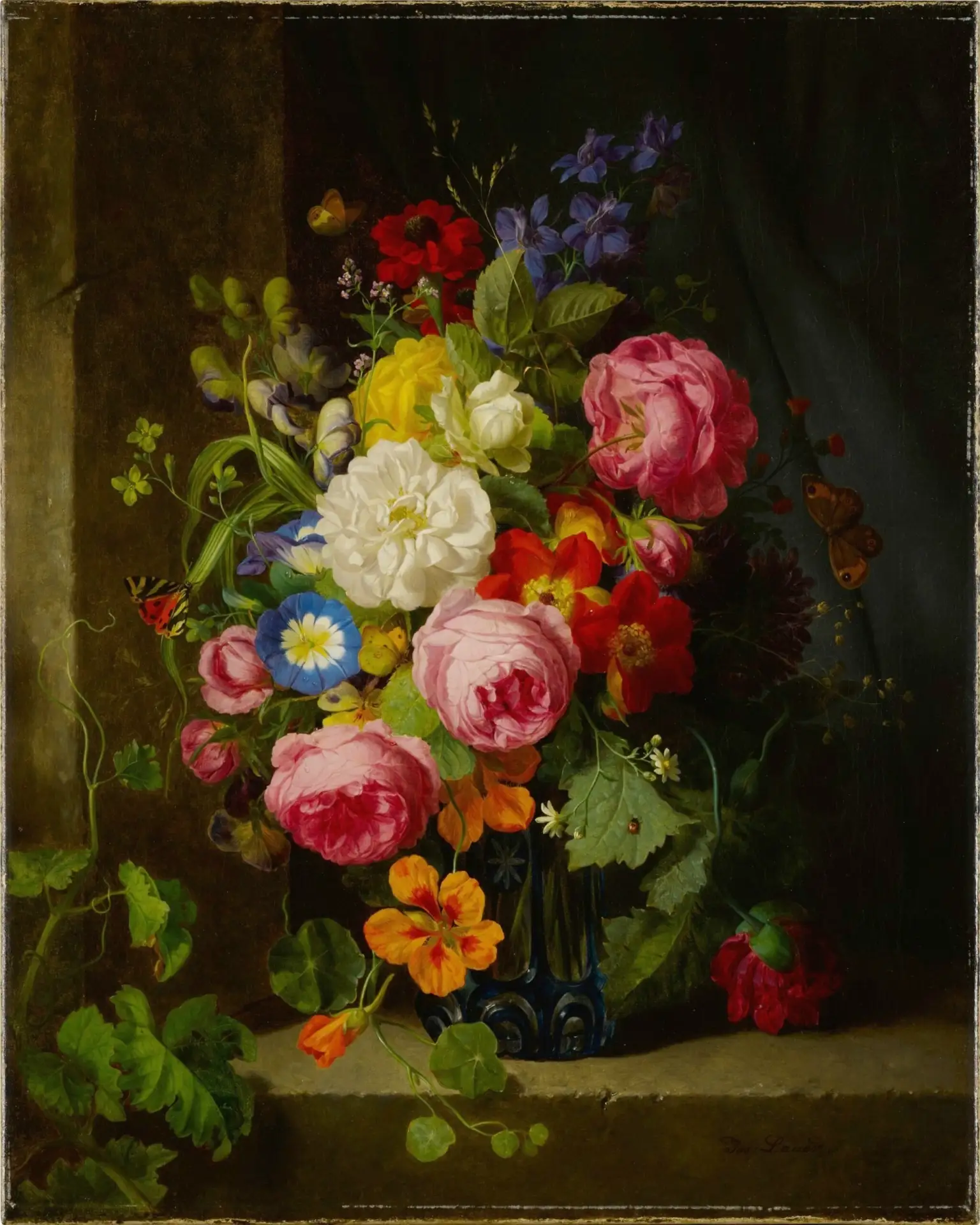 "Натюрморт с цветами в синей хрустальной вазе" (Still Life of Flowers in a Blue Crystal Vase)

Йозеф