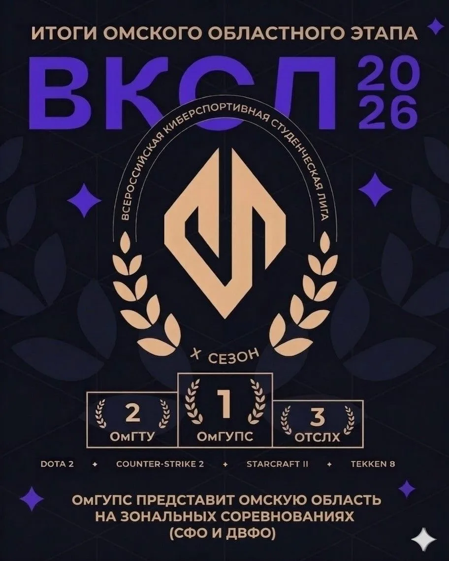 🏆 Команда ОмГУПСа – чемпион регионального этапа Всероссийской киберспортивной студенческой лиги!  В 