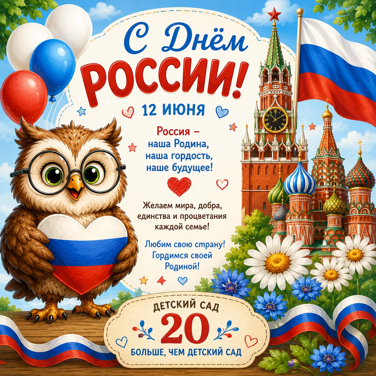 С Днём России! 🇷🇺

В этот важный для всей страны день мы хотим поздравить вас и ваших детей. Будущ