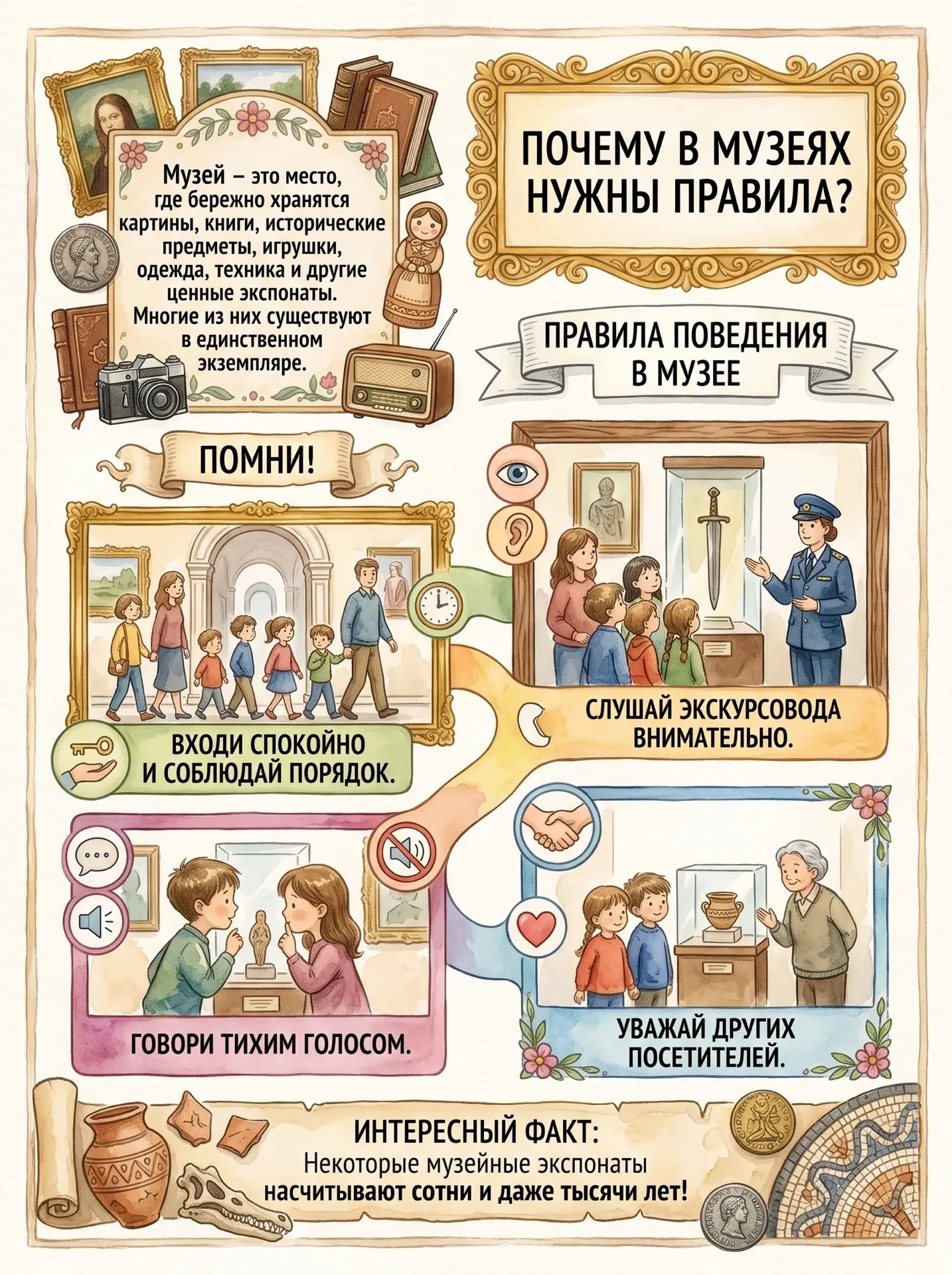 Чтобы экскурсия прошла гладко и оставила у детей только приятные впечатления, им нужно ...
