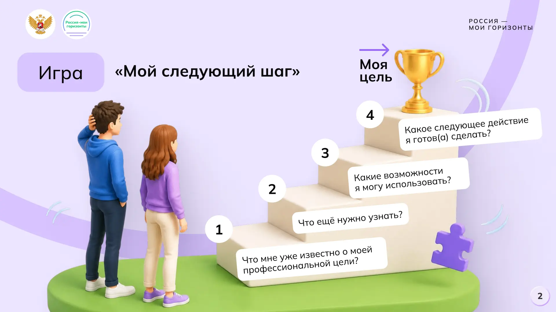 Игра «Мой следующий шаг» на занятии «Россия - мои горизонты".