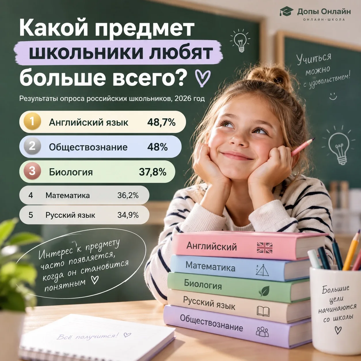 Какой предмет школьники любят больше всего? 📚