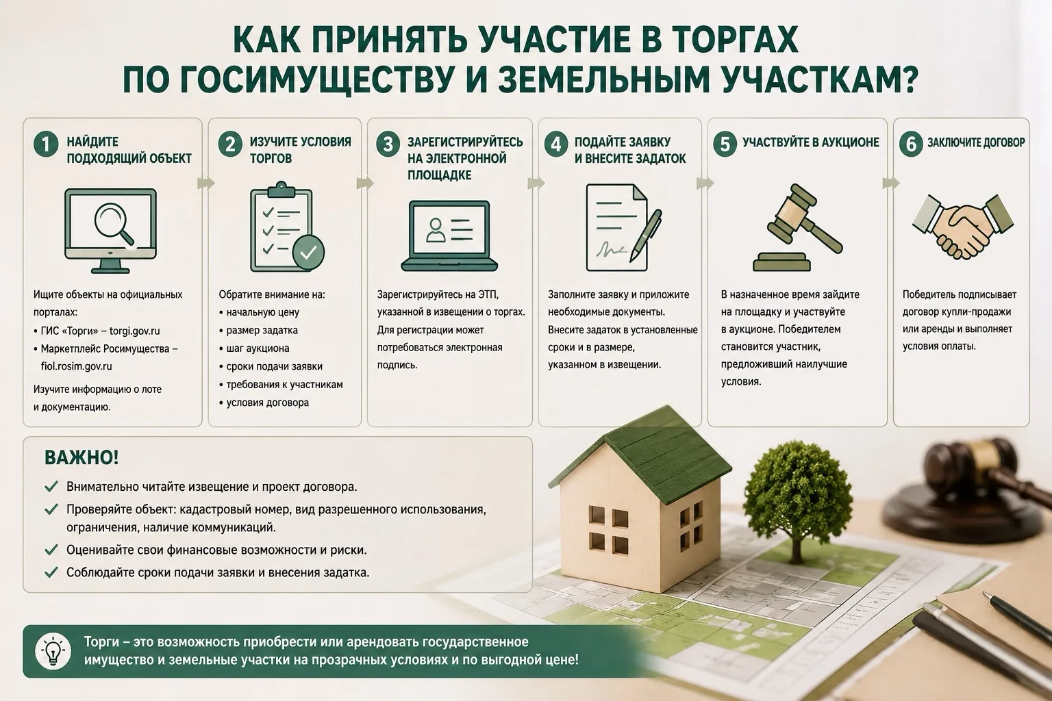 КАК ПРИНЯТЬ УЧАСТИЕ В ТОРГАХ ПО ГОСИМУЩЕСТВУ И ЗЕМЕЛЬНЫМ УЧАСТКАМ?
