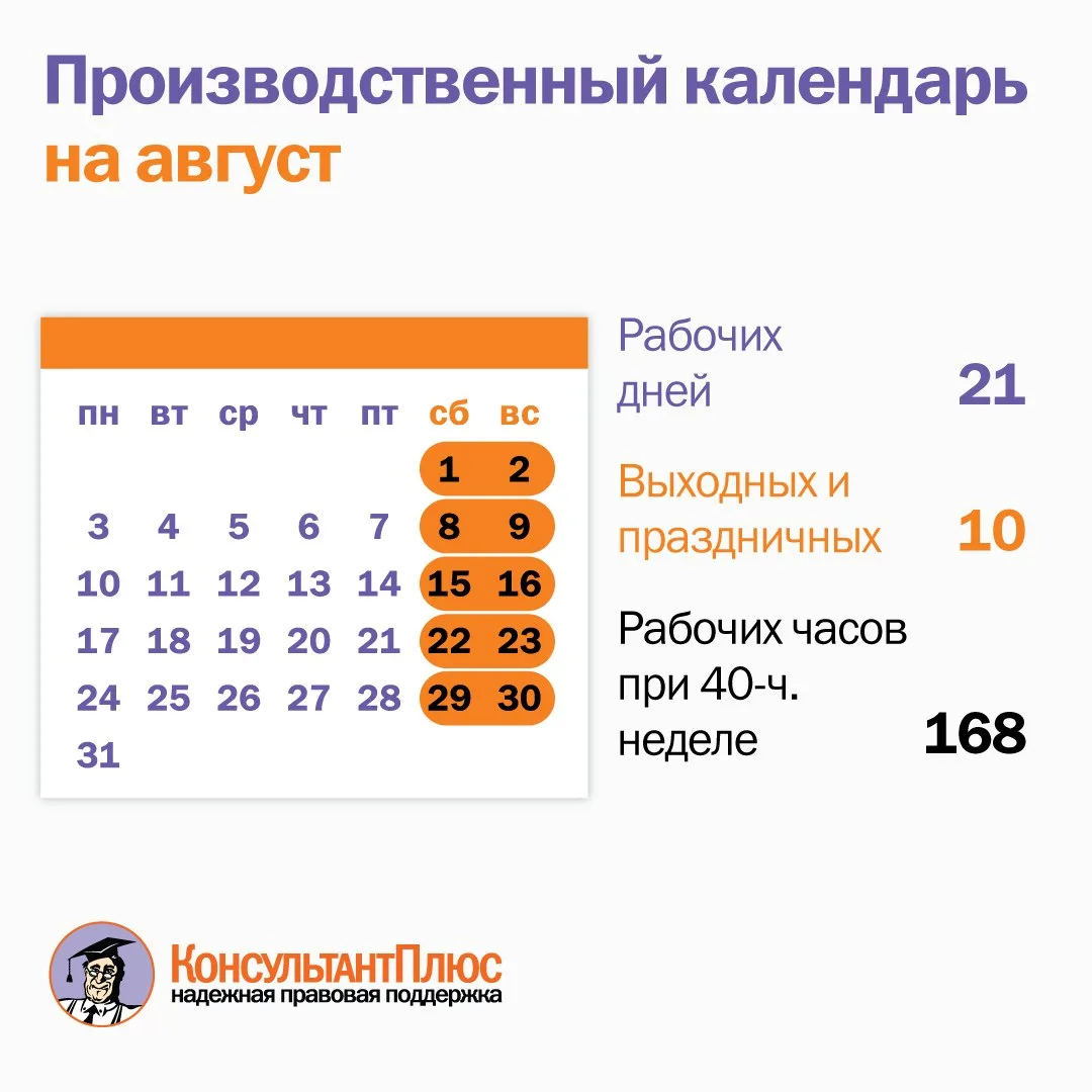 Как работаем и отдыхаем в августе 🌾