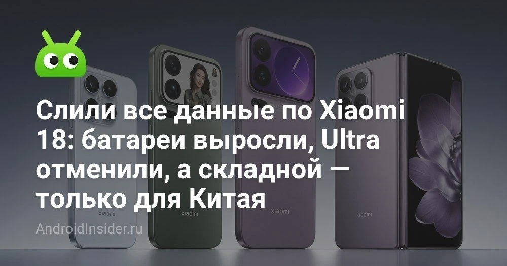Xiaomi 18: утечка характеристик, гигантские батареи и странное исчезновение версии Ultra

Новая лине