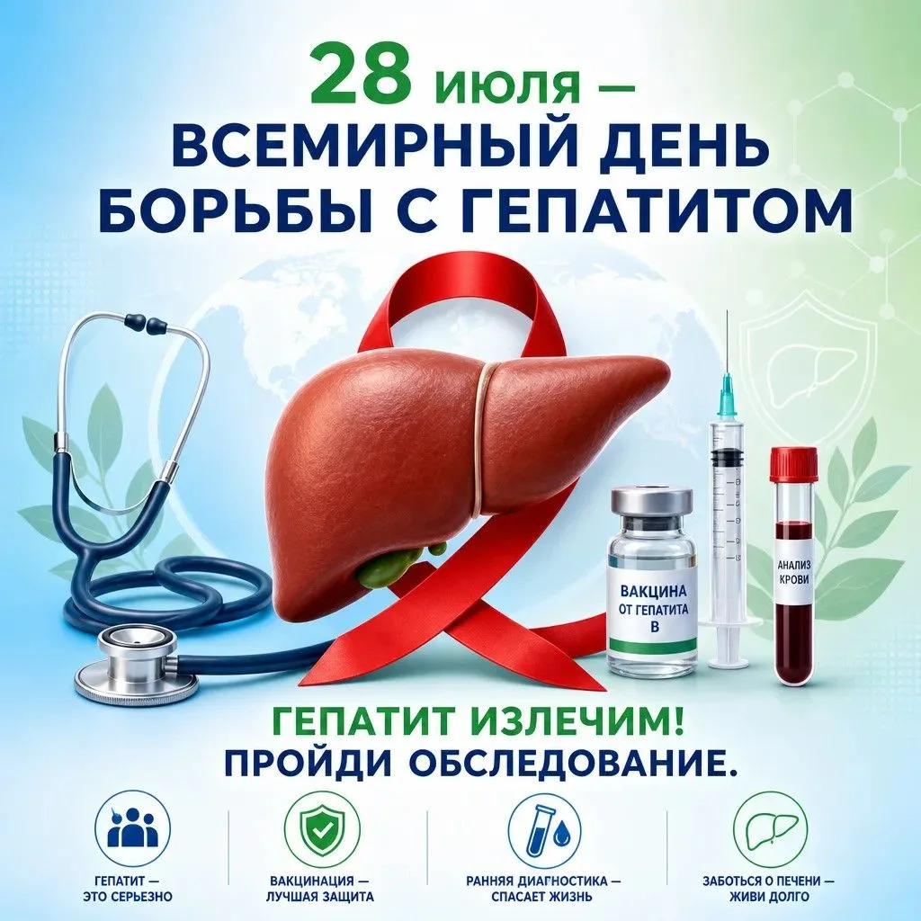🗓️ 28 июля — Всемирный день борьбы с гепатитом

Сегодня международное сообщество отмечает день, пос