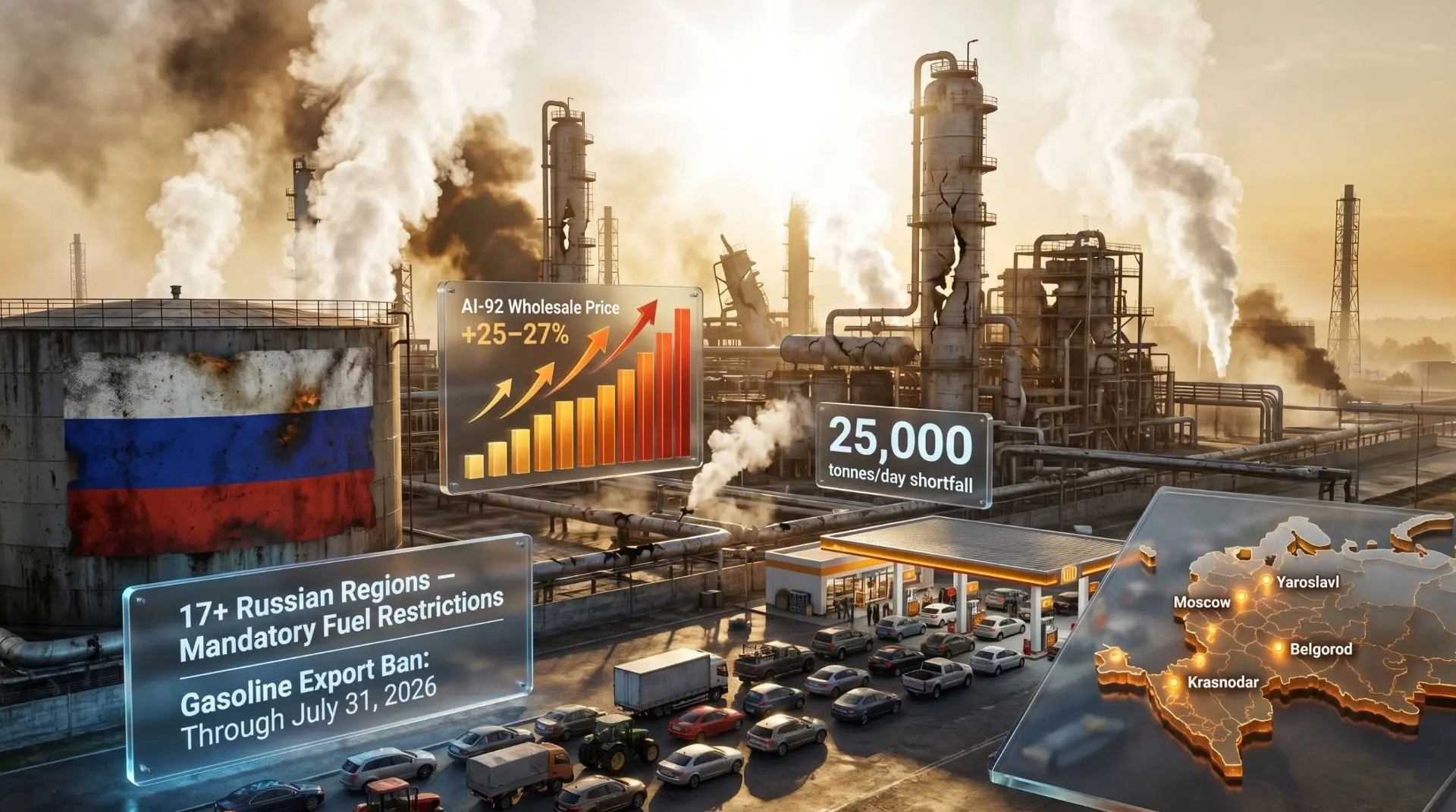 Россия не испытывает проблем с предложением дизельного топлива и керосина, сложности со...