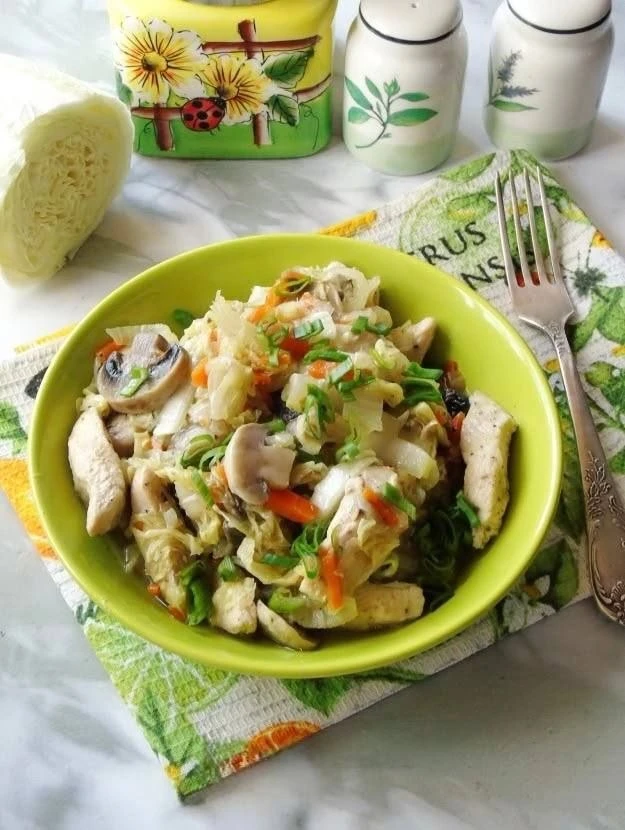 РЕЦЕПТ 🍗 Пекинская капуста с грибами и курицей