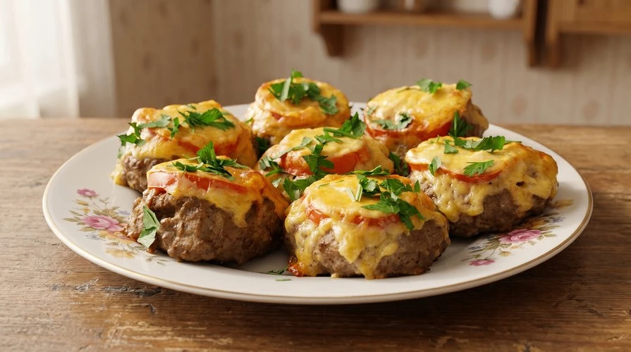 Невероятно вкусный и сытный ужин — Нежные мясные «гнёзда» с яично-молочной заливкой и сырной корочко