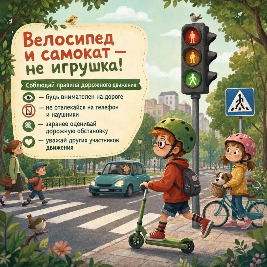 Езда на велосипеде или самокате — хорошая физнагрузка на каждый день, но важно быть вни...