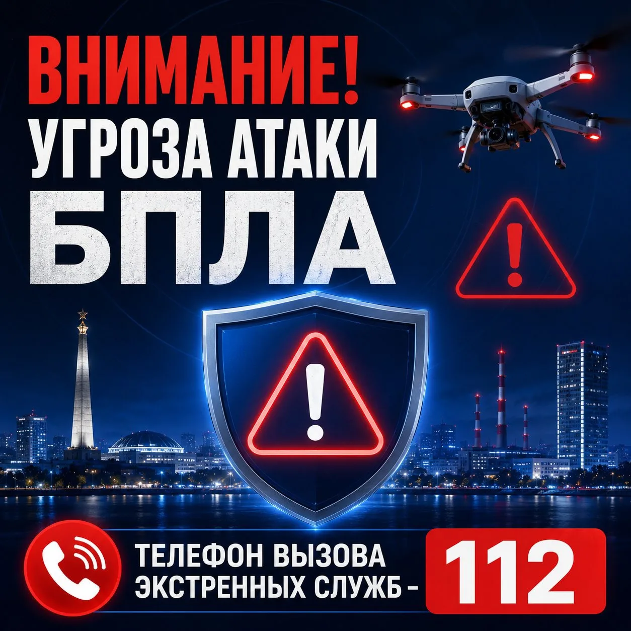 ‼Внимание! Сигнал «Опасное небо»: угроза атаки БПЛА