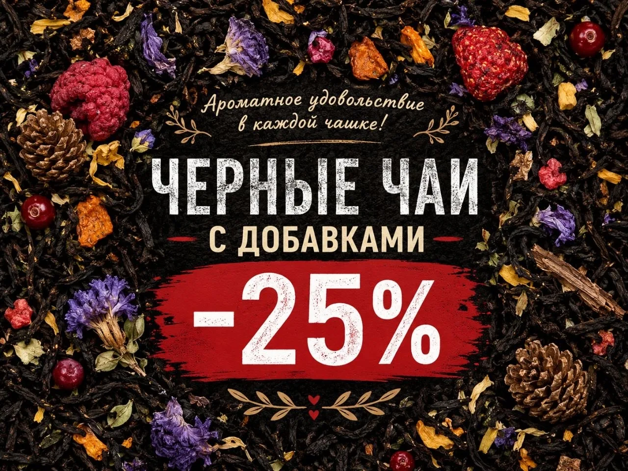 🔥 Акция на чёрный чай с добавками — скидка -25% на фасовку 0,5 кг