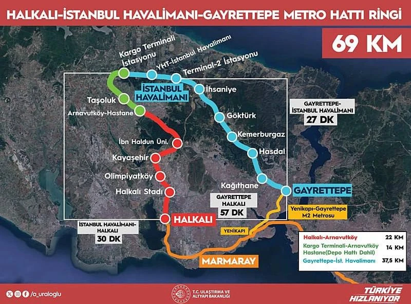 🇹🇷❗️ В Стамбуле запустили последний участок линии метро M11 между аэропортом IST и вокзалом Халкал