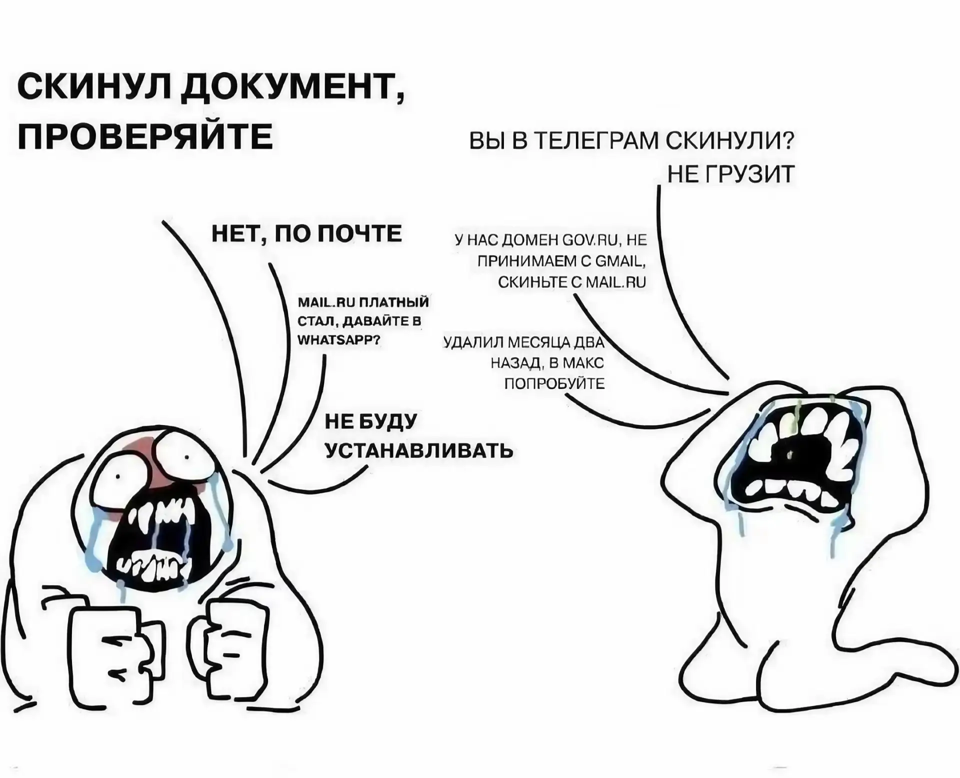 Друзья, у вас по такому же сценарию сейчас коммуникация на работе проходит? 🔥