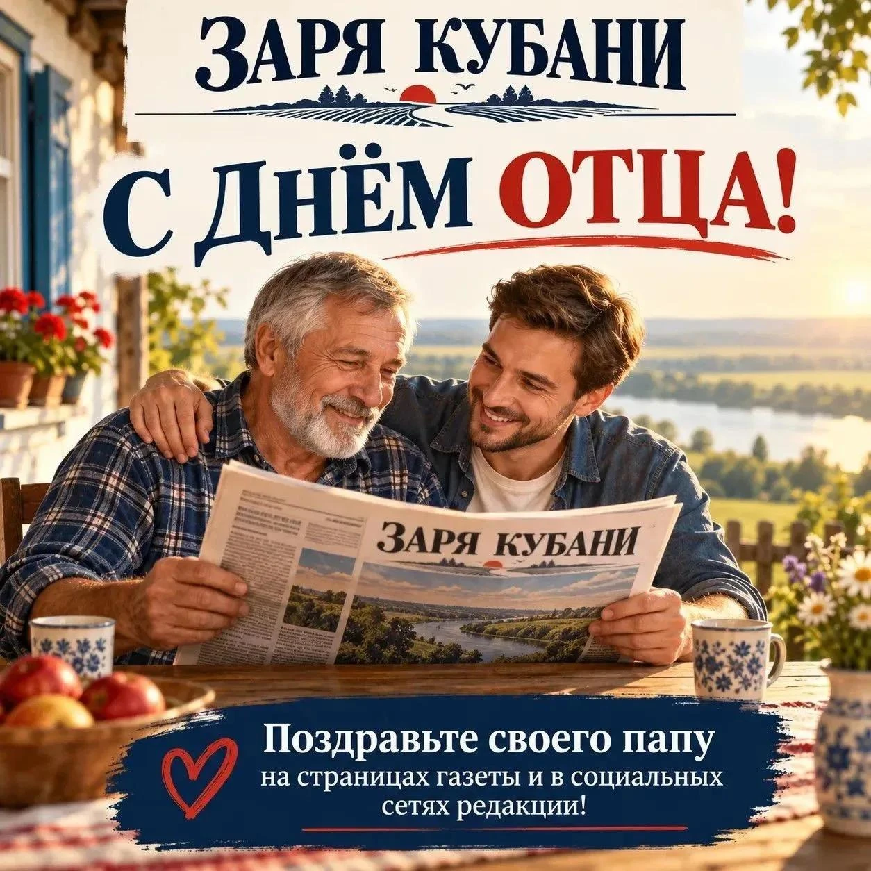 ⭐️ Поздравьте папу с Днём отца на страницах газеты «Заря Кубани» и в социальных сетях р...