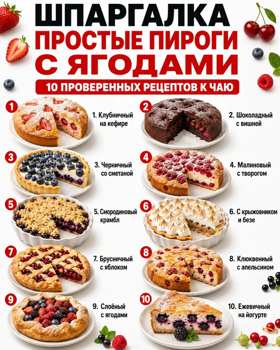 🫐 ШПАРГАЛКА ПО ПРОСТЫМ ПИРОГАМ С ЯГОДАМИ ❤️