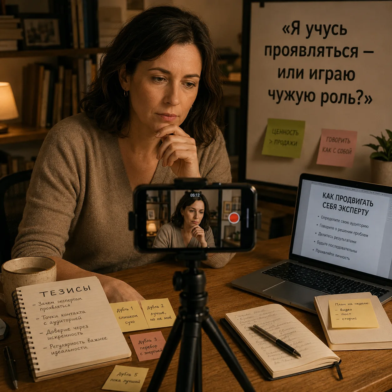 Он поставил телефон на штатив и начал пятый дубль: