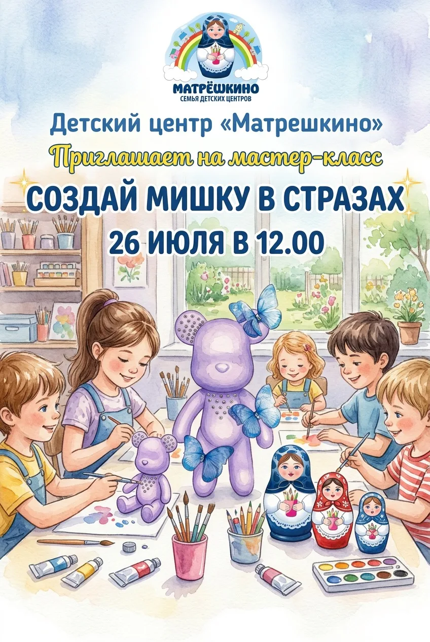 26 июля (воскресение) приглашаем деток 3+ на новый мастер-класс. 

⏰ Длительность 1.15
🐻 Высота фиг