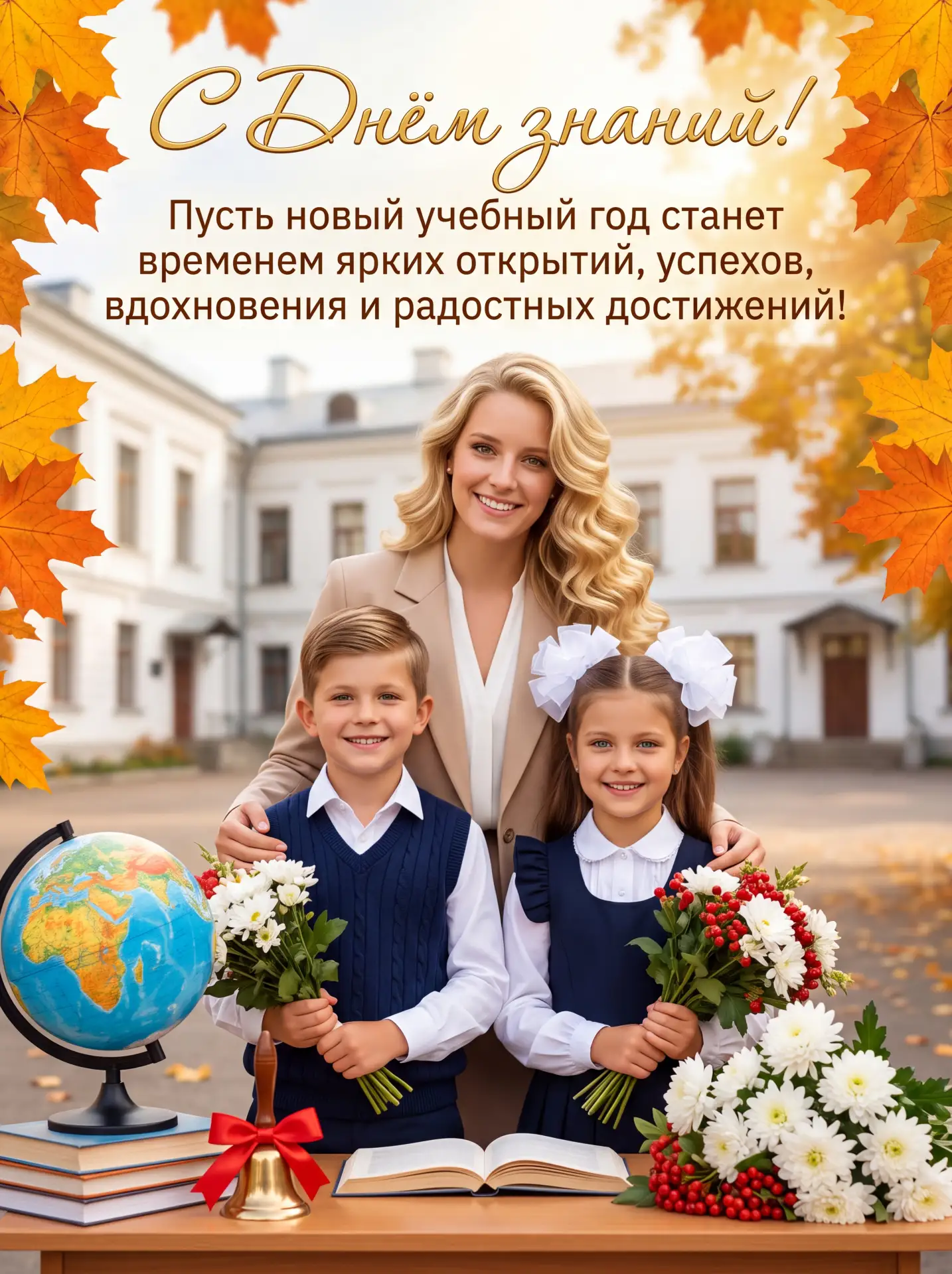 Коллективный портрет на 1 сентября с типографикой