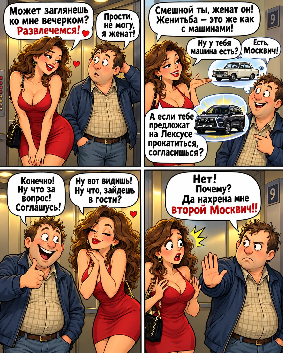 Соседка в лифте говорит соседу: