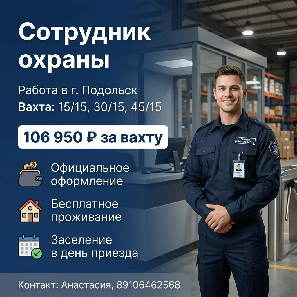 📢 Приглашаем сотрудников охраны на вахту !