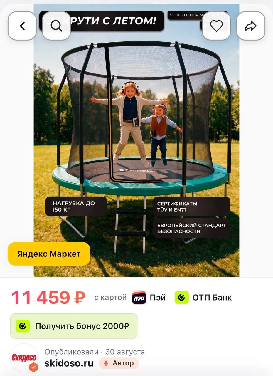 🔥Батут SCHOLLE FLIP Green 10 FT (Лестница)