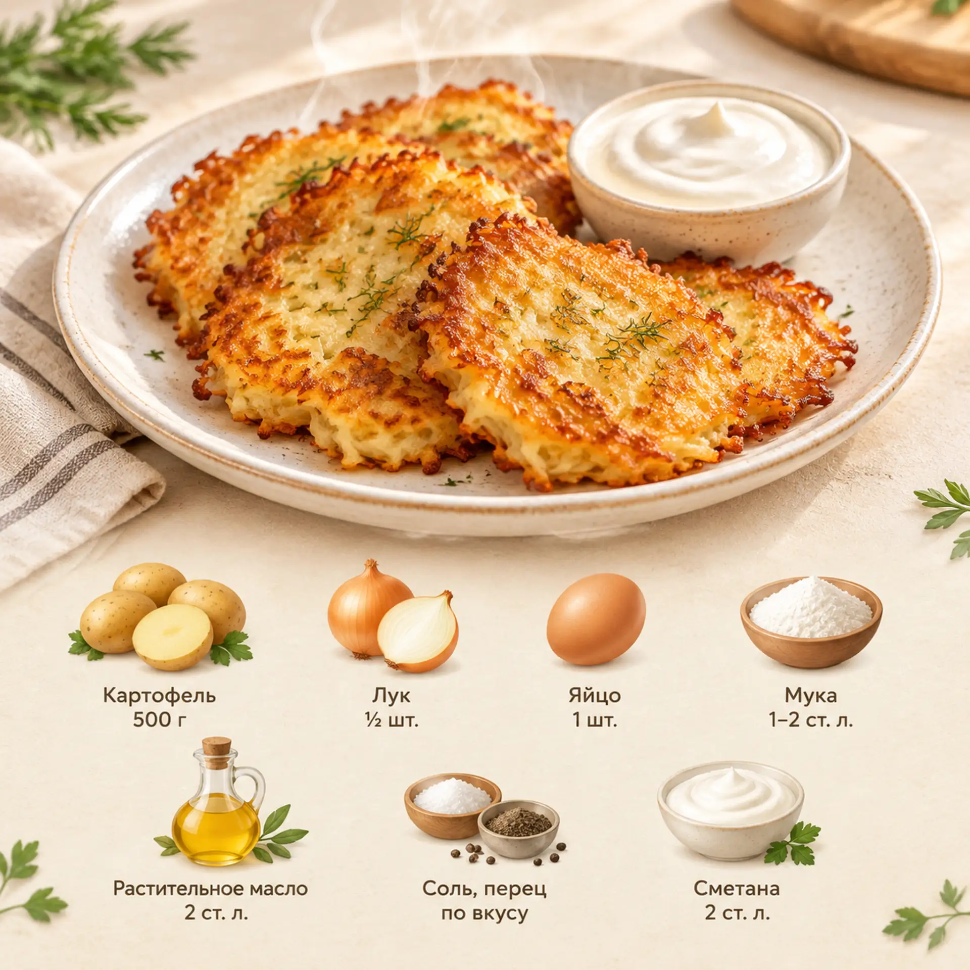 Драники со сметаной 🤤