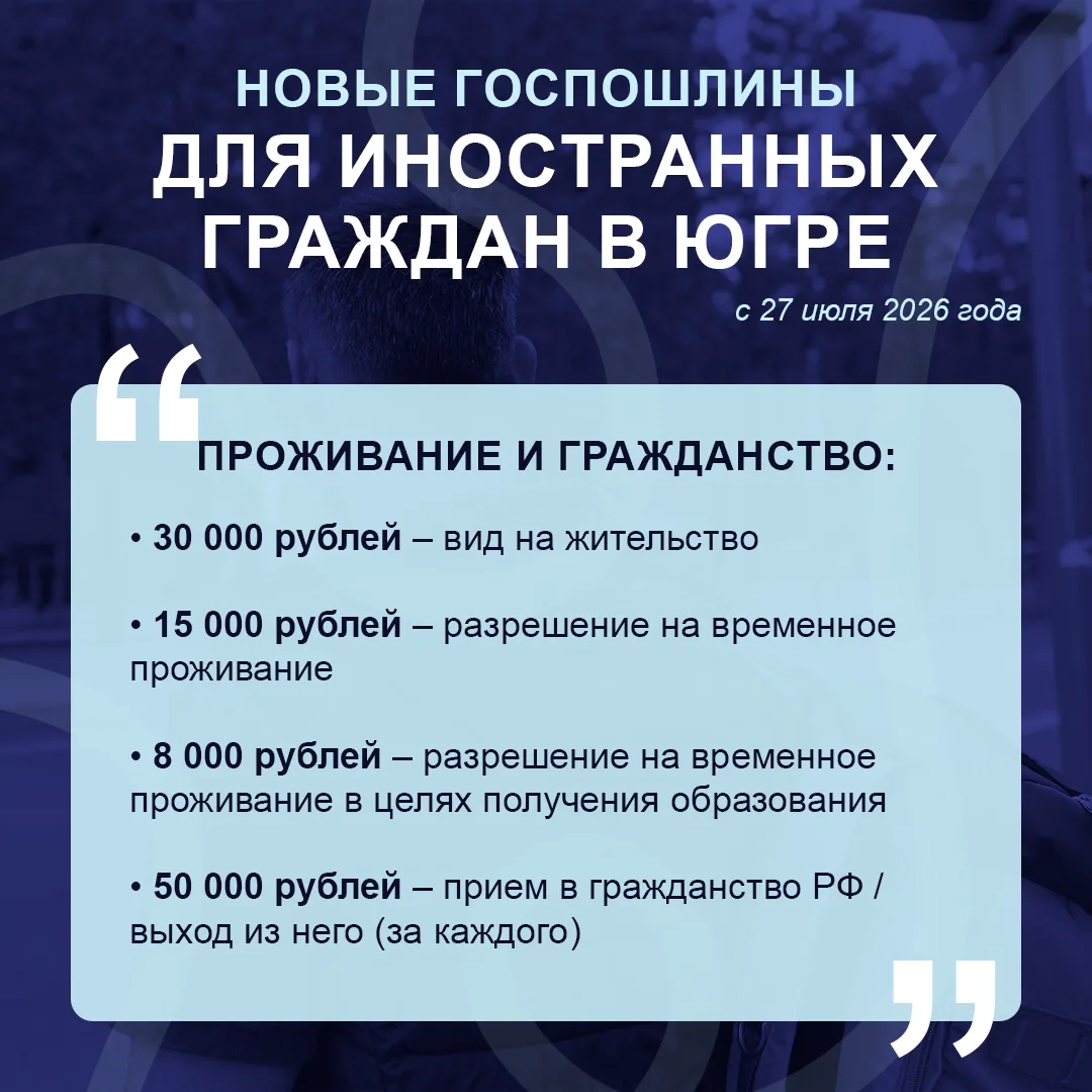 В Югре меняются ставки госпошлин для иностранных граждан

Обновленные тарифы действуют с 27 июля 202