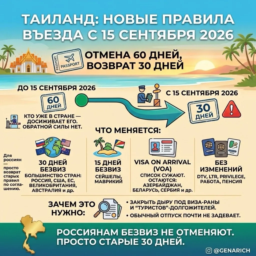 Тайские секретики: 🇹🇭 Таиланд урезает безвиз: прощаемся со 60 днями 👋🌴