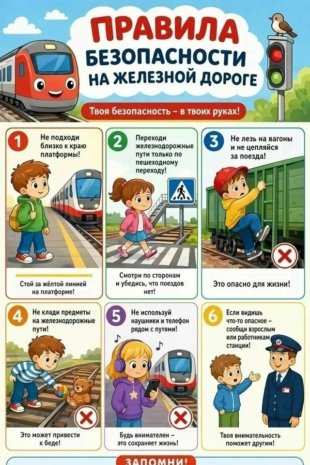 Уважаемые родители, напомните детям. "О правилах поведения на железнодорожном транспорт...