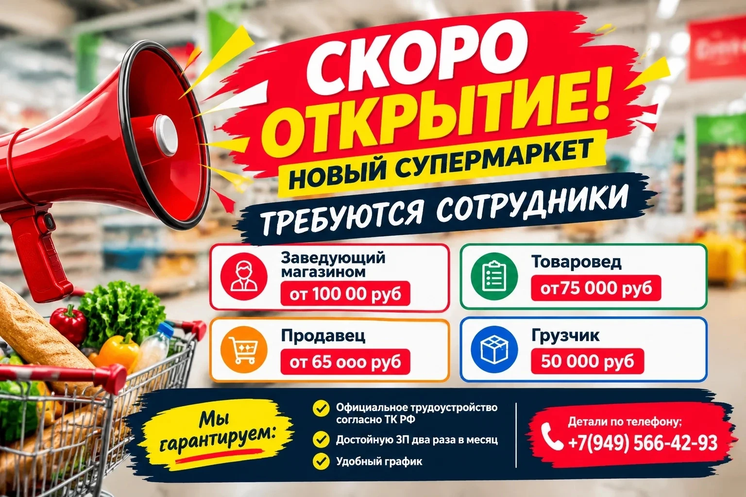 🔔В связи с открытием нового СУПЕРМАРКЕТА в г.Донецке(Киевский р-н) СРОЧНО требуются со...