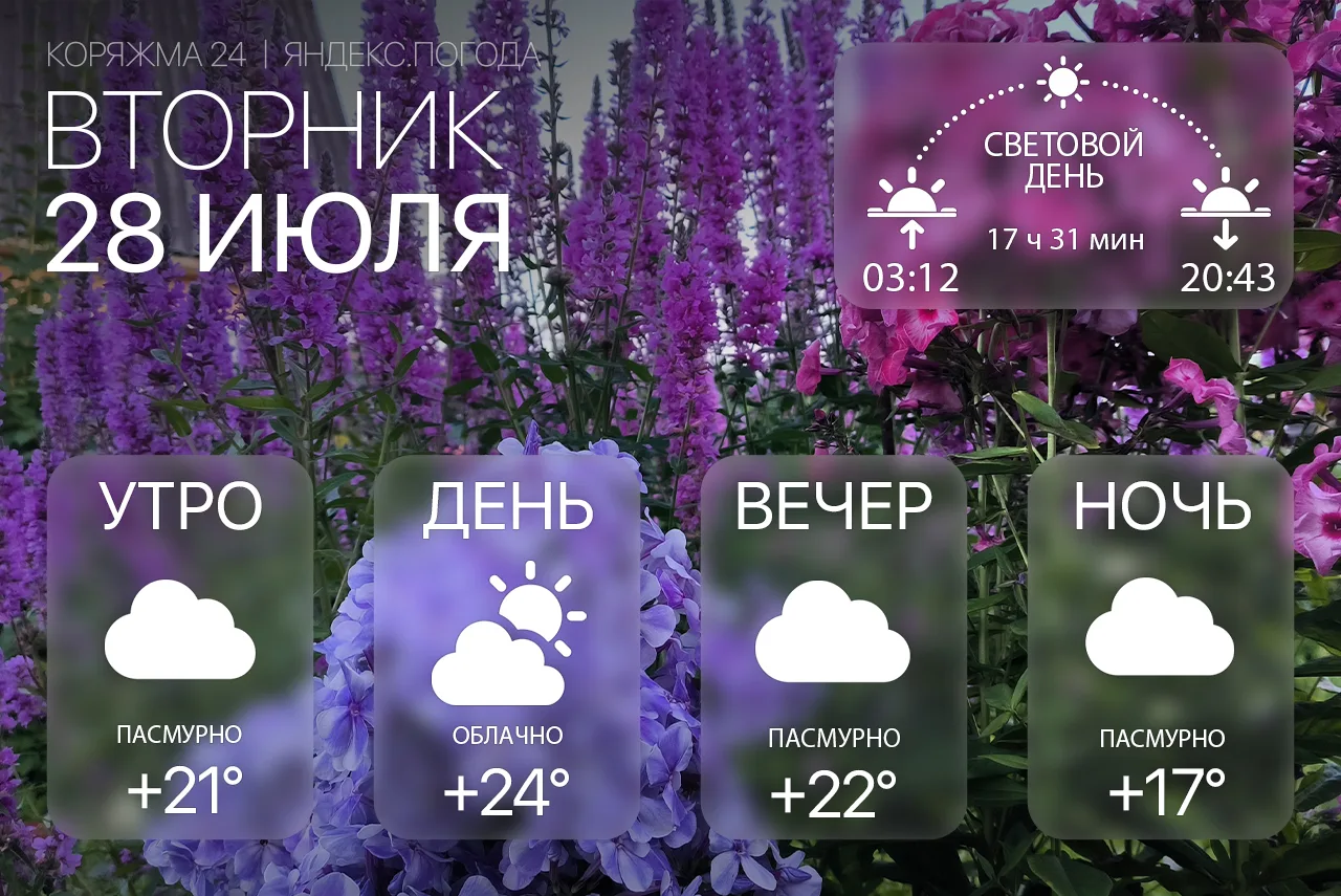 Доброе утро, Коряжма! 🌥

Вторник, 28 июля. Утром пасмурно, +21°, днём облачно, воздух прогреется до