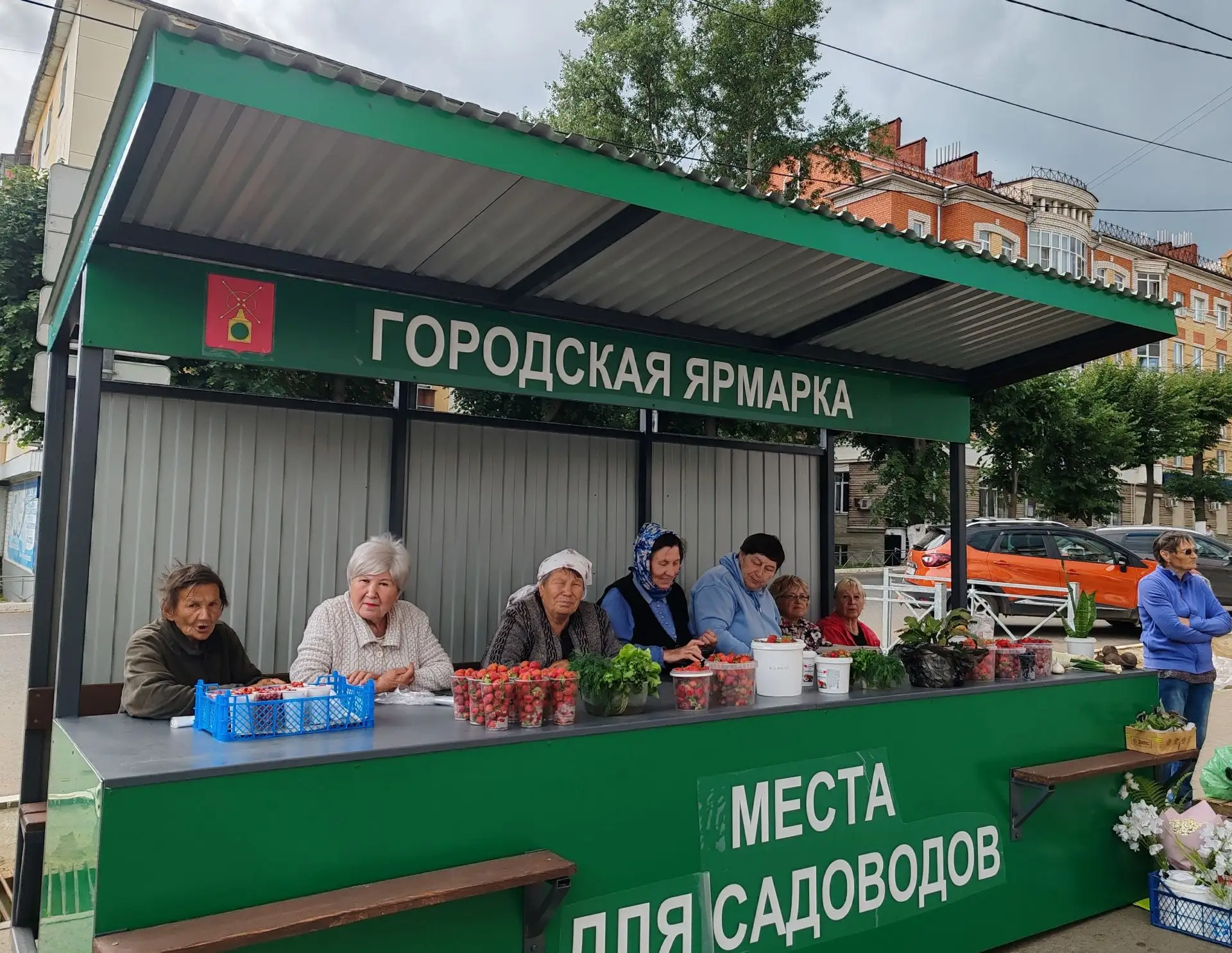 На улице Ленина установили два новых павильона для торговли. С удобным прилавком, навесом от дождя и