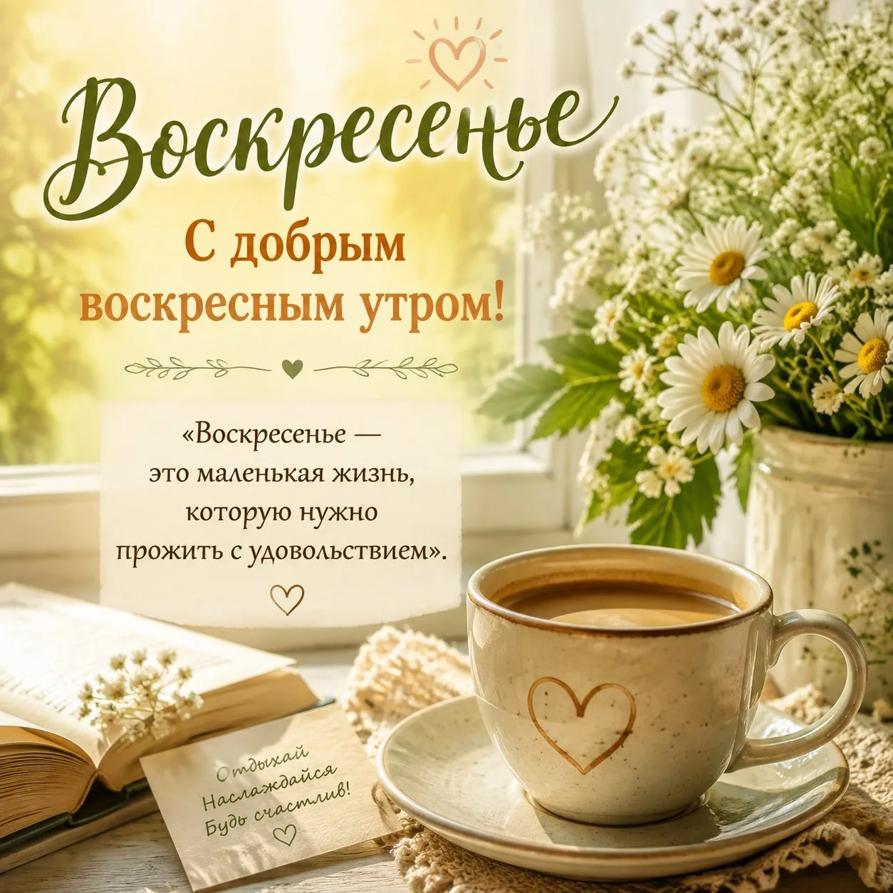 С добрым воскресным утром! Последний день уикенда — время собраться с мыслями и силами ...