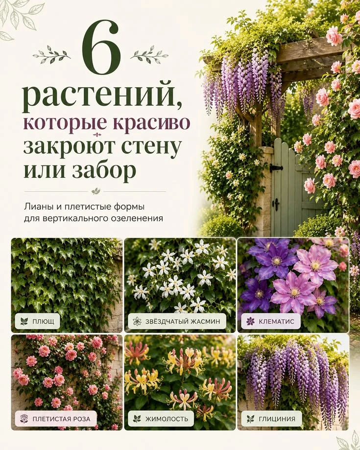 Хотите красиво прикрыть неприглядную стену или забор? Вот несколько вариантов