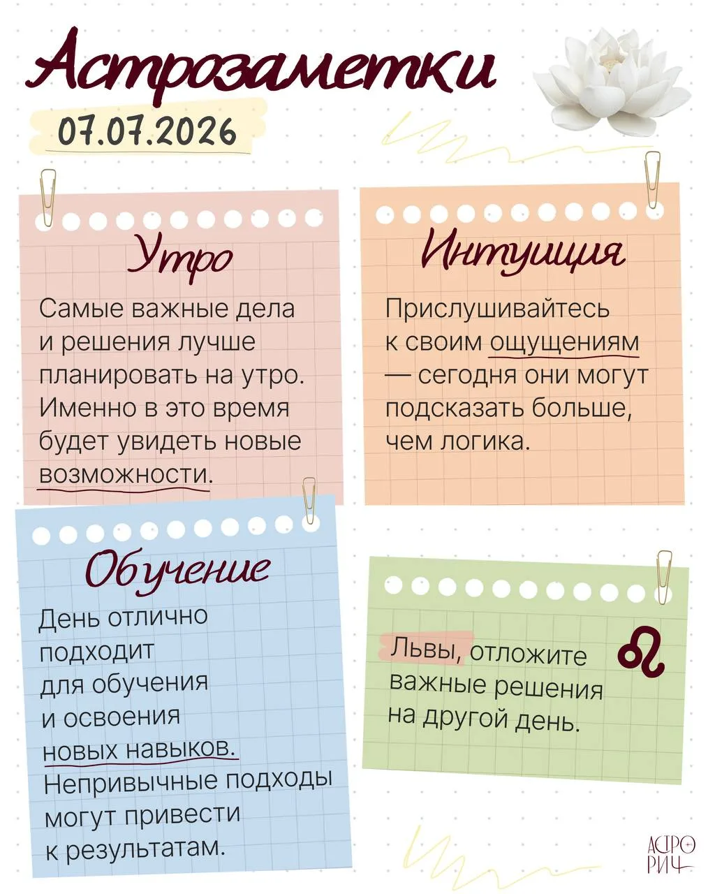 Астрозаметки на 7 июля