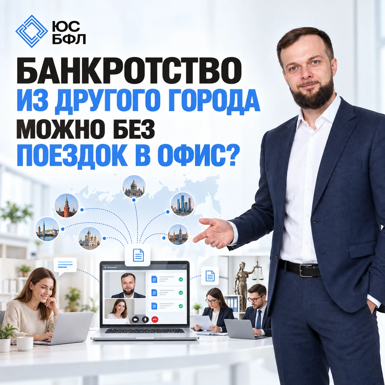 МОЖНО ПРОЙТИ БАНКРОТСТВО ИЗ ДРУГОГО ГОРОДА И НИ РАЗУ НЕ ПРИЕХАТЬ К НАМ В ОФИС?