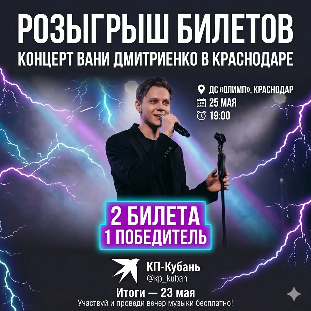 Розыгрыш завершен!   🏆 Победителем розыгрыша билетов на концерт Вани Дмитриенко стала:  Александра Р