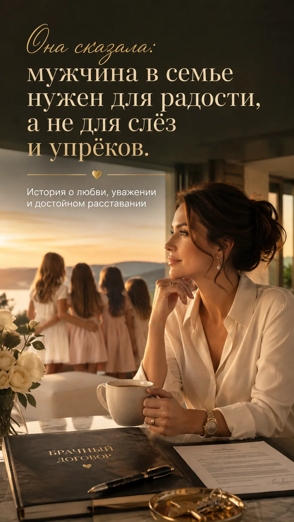 Она сказала: мужчина в семье нужен для радости, а не для слёз и упрёков.