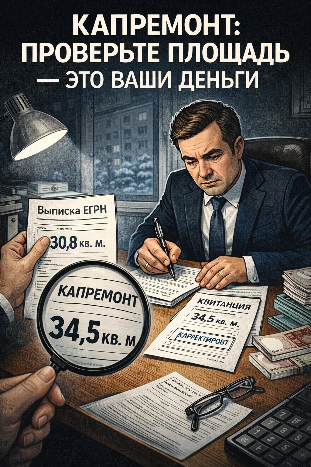 Капремонт: проверьте площадь — это ваши деньги
Взнос на капремонт рассчитывается просто:
тариф × пло