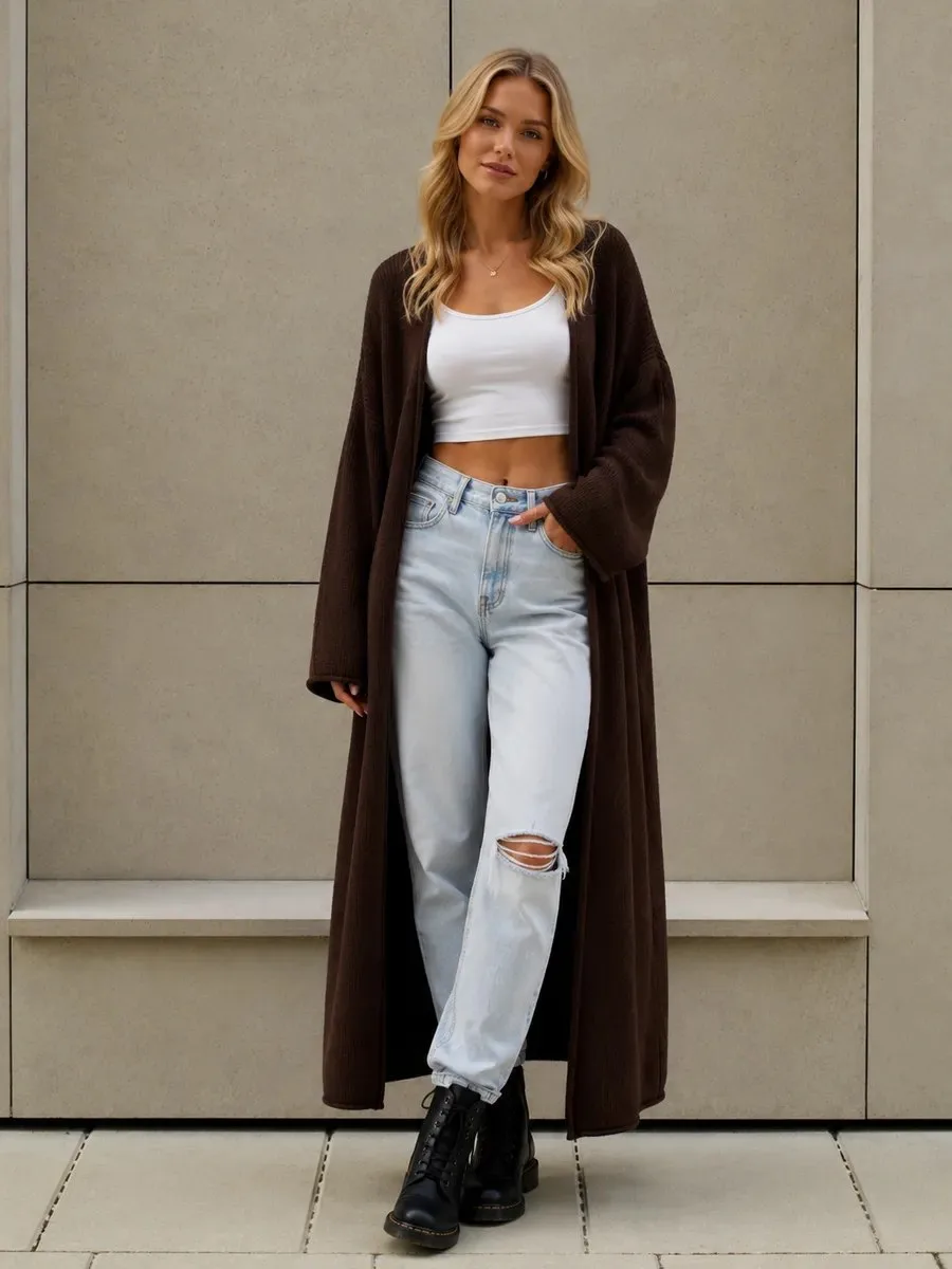 Кардиган длинный вязаный оверсайз